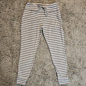 Grace & Lace Women's  Striped Gray Joggers, Small